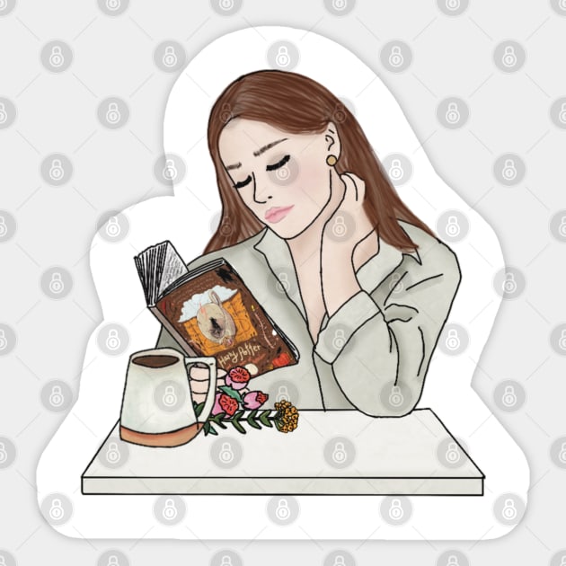 Cafe Girl Sticker by piscoletters